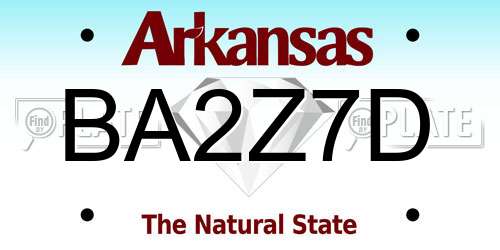 BA2Z7D Arkansas License Plate