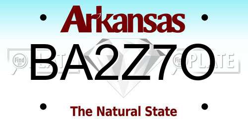 BA2Z7O Arkansas License Plate