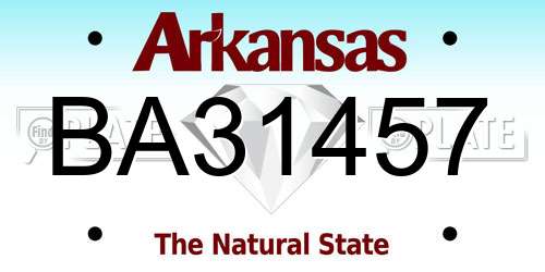 BA31457 Arkansas License Plate