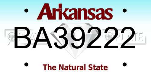 BA39222 Arkansas License Plate