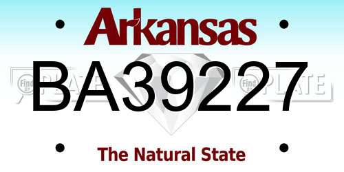 BA39227 Arkansas License Plate