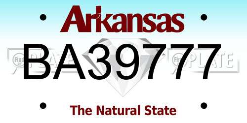BA39777 Arkansas License Plate