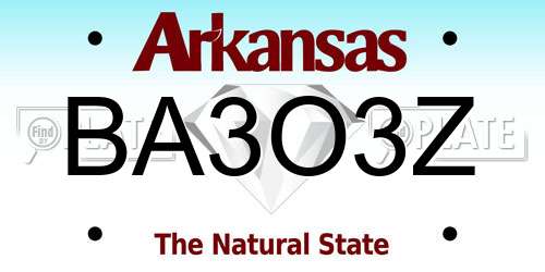 BA3O3Z Arkansas License Plate