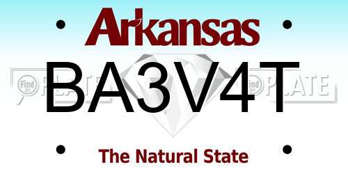 BA3V4T Arkansas License Plate