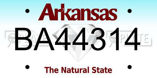BA44314 Arkansas License Plate