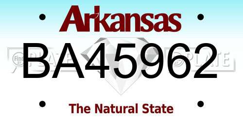 BA45962 Arkansas License Plate