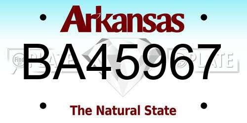 BA45967 Arkansas License Plate