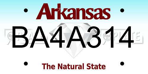 BA4A314 Arkansas License Plate