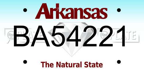 BA54221 Arkansas License Plate