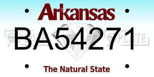 BA54271 Arkansas License Plate