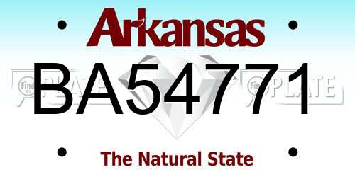 BA54771 Arkansas License Plate
