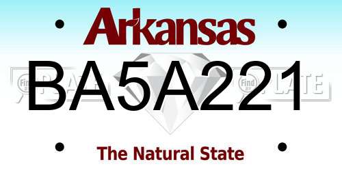 BA5A221 Arkansas License Plate