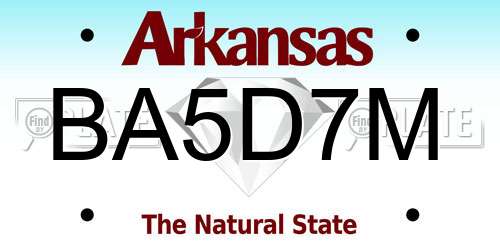BA5D7M Arkansas License Plate