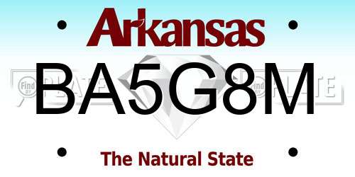 BA5G8M Arkansas License Plate