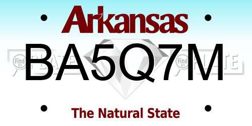 BA5Q7M Arkansas License Plate