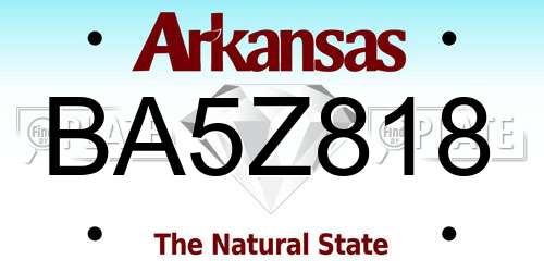 BA5Z818 Arkansas License Plate