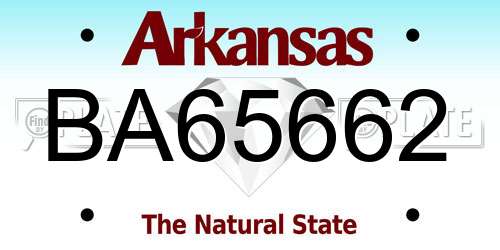 BA65662 Arkansas License Plate