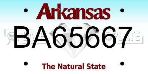 BA65667 Arkansas License Plate