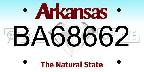 BA68662 Arkansas License Plate
