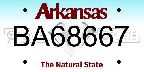 BA68667 Arkansas License Plate