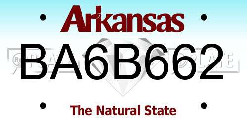 BA6B662 Arkansas License Plate