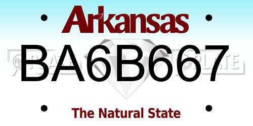BA6B667 Arkansas License Plate