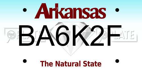 BA6K2F Arkansas License Plate