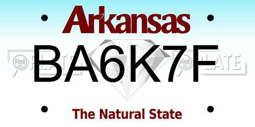BA6K7F Arkansas License Plate