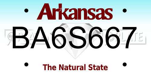 BA6S667 Arkansas License Plate