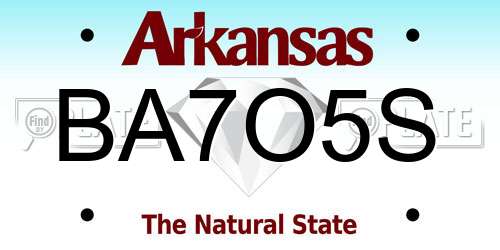 BA7O5S Arkansas License Plate