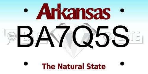 BA7Q5S Arkansas License Plate