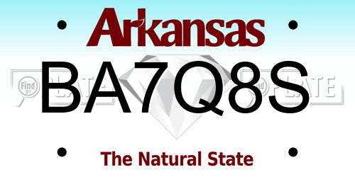 BA7Q8S Arkansas License Plate