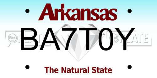 BA7T0Y Arkansas License Plate