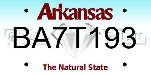 BA7T193 Arkansas License Plate