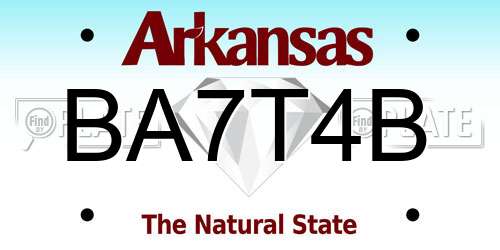 BA7T4B Arkansas License Plate