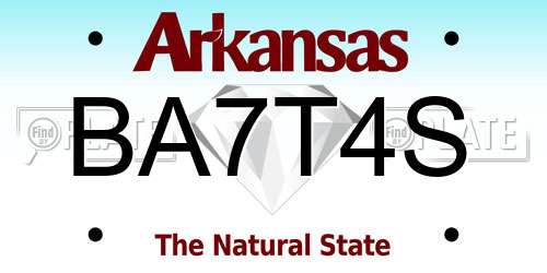 BA7T4S Arkansas License Plate