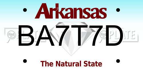 BA7T7D Arkansas License Plate