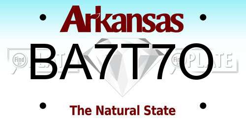 BA7T7O Arkansas License Plate