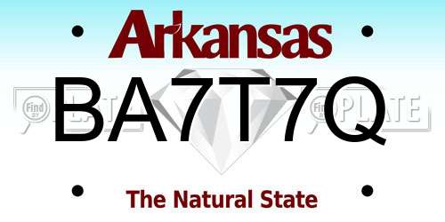 BA7T7Q Arkansas License Plate