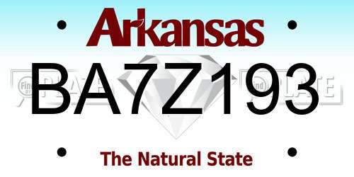 BA7Z193 Arkansas License Plate