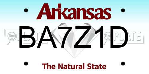 BA7Z1D Arkansas License Plate