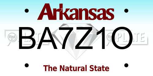 BA7Z1O Arkansas License Plate