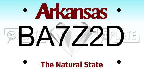BA7Z2D Arkansas License Plate