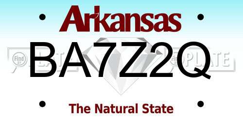 BA7Z2Q Arkansas License Plate