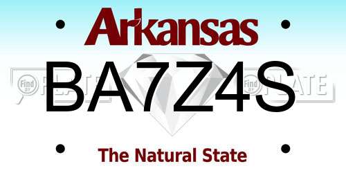 BA7Z4S Arkansas License Plate