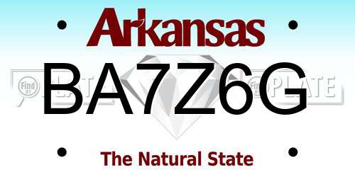 BA7Z6G Arkansas License Plate