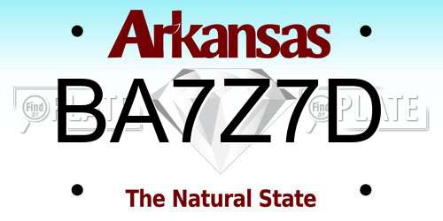 BA7Z7D Arkansas License Plate