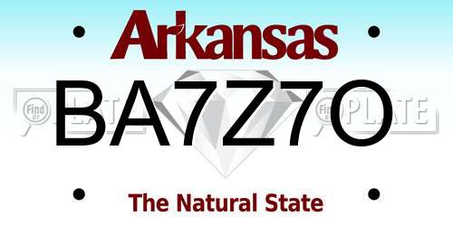 BA7Z7O Arkansas License Plate