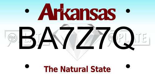 BA7Z7Q Arkansas License Plate