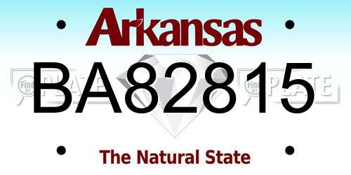 BA82815 Arkansas License Plate